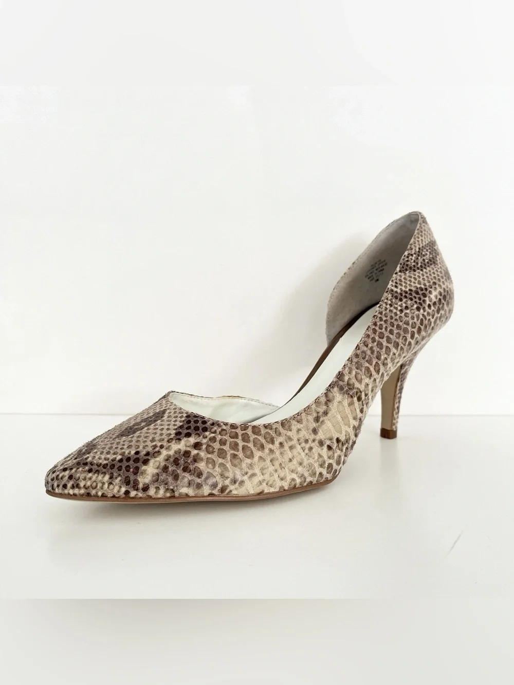 Anne Klein Beige Snake-Print Pointed-Toe Pumps